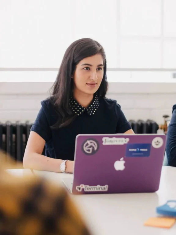 girl working on laptop